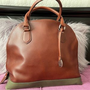 Gianni Notaro Italian Leather Brown& Green Bag with feet on bottom of bag